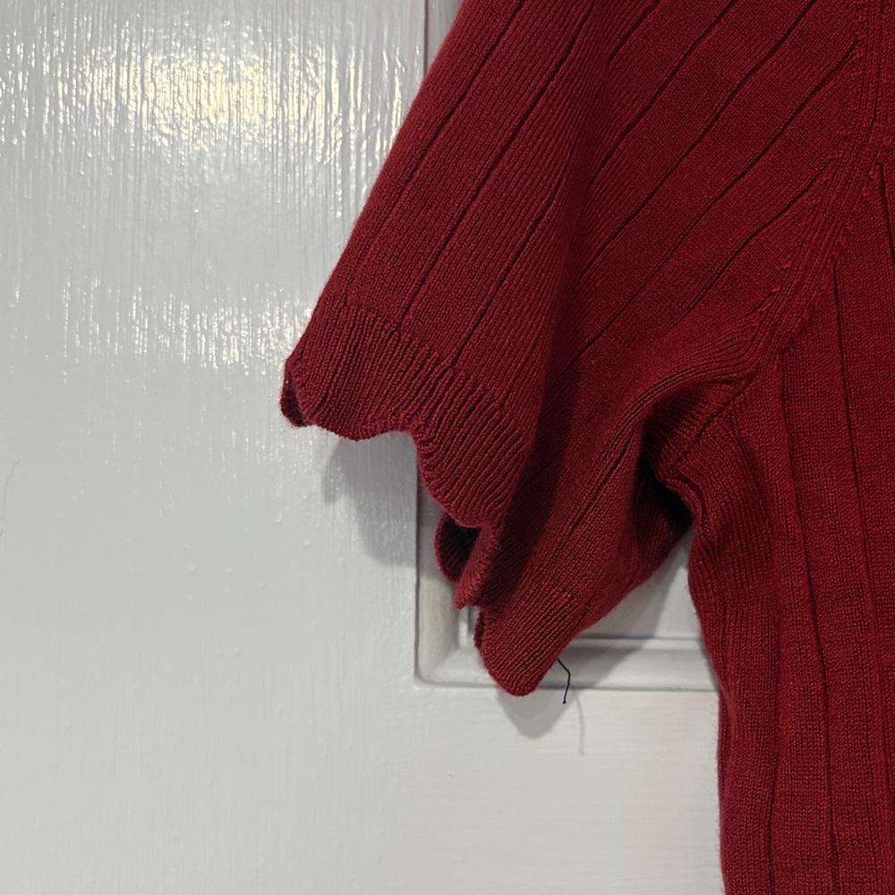 41 Hawthorn Burgundy Ribbed Short Sleeve Lightweight Sweater - Picture 4 of 6